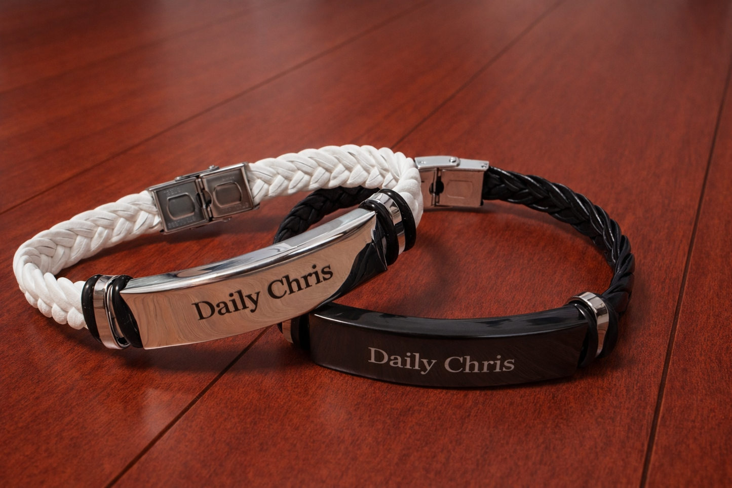 Daily Chris – Bőr karkötő Fehér / ezüst
