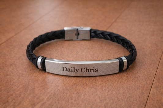 Daily Chris – Bőr karkötő Fekete / ezüst