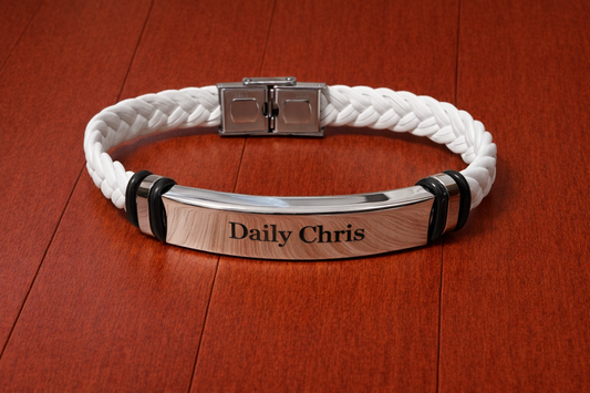 Daily Chris – Bőr karkötő Fehér / ezüst